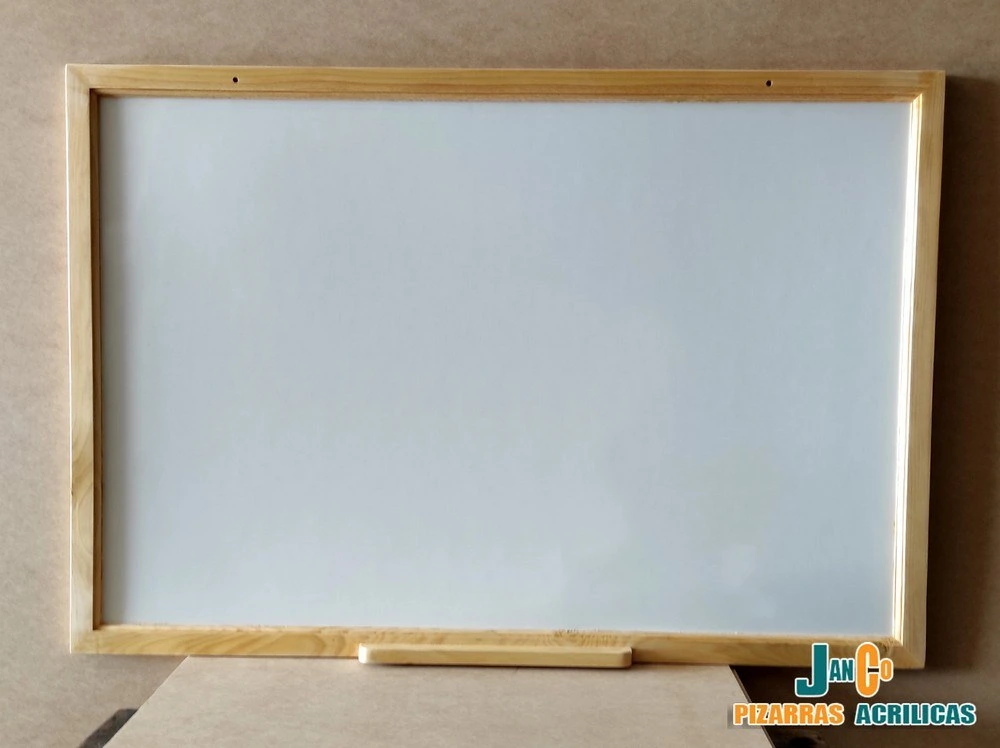 Pizarra de 120x80 acrílica con marco de madera | pizarra blanca