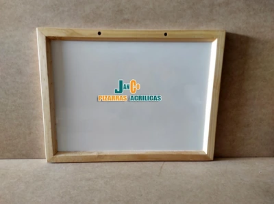 Pizarra blanca acrílica de 30x40 cm con marco de Madera | pizarra blanca